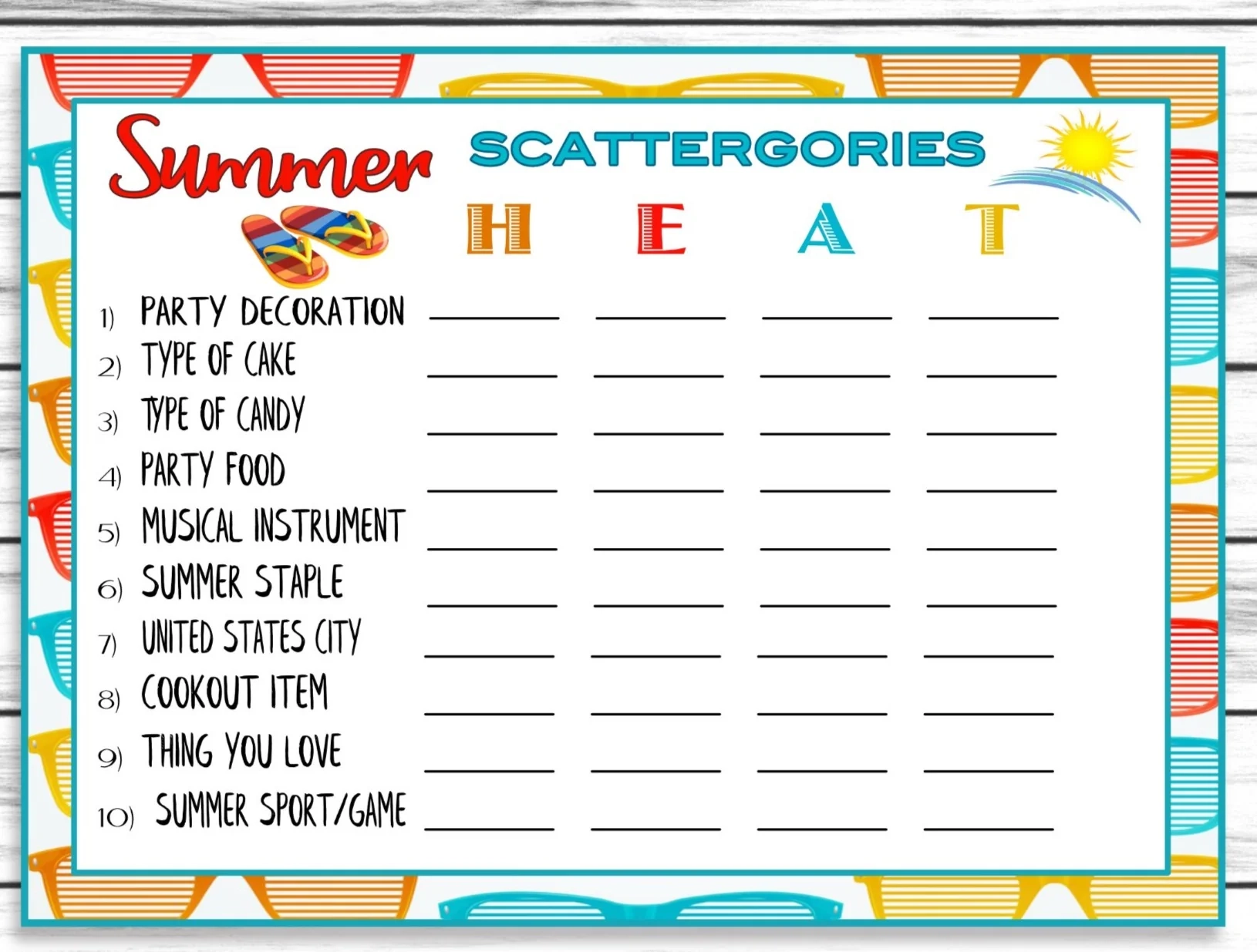 Summer Party Family Reunion Scattergories Game Printable Kids Activit Enjoymyprintables Summer Party Family Reunion Scattergories Game Printable Kids Activit Enjoymyprintables