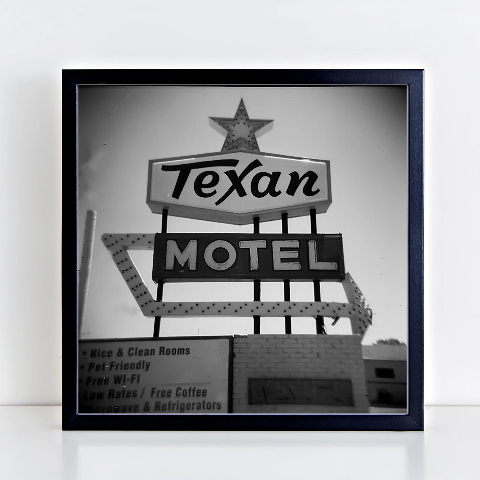 Texan Motel Sign Holga Photograph Print Tejas Country Club