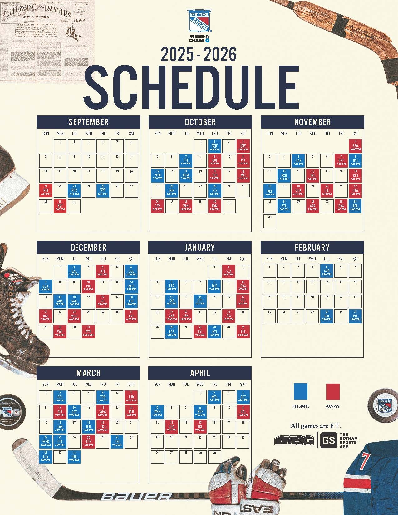 Printable Ny Rangers Schedule Printable Ny Rangers Schedule