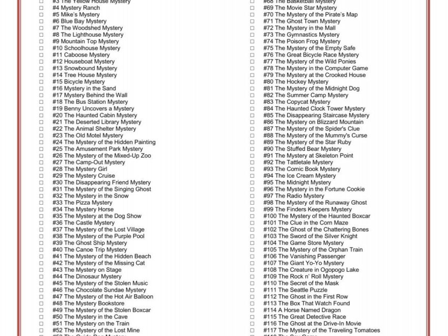 The Boxcar Children Checklist