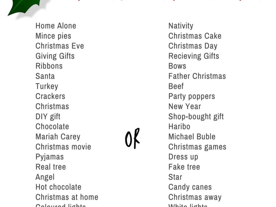 The Christmas This Or That Big Quiz Free Printable Me And B Make Tea