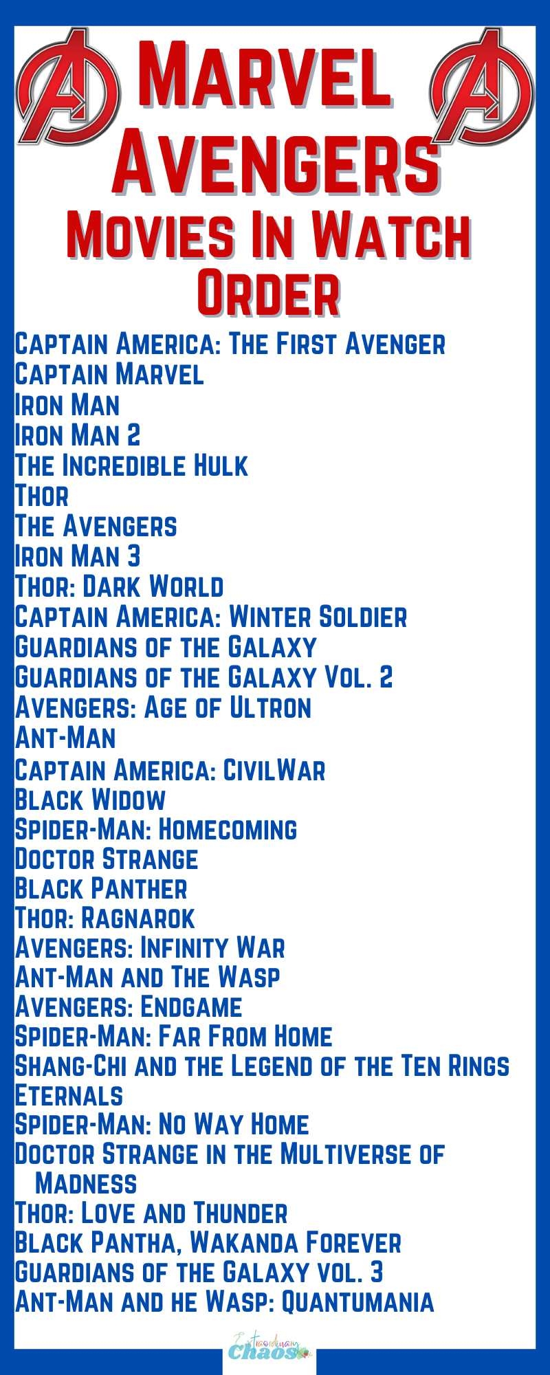 Printable List Of All Marvel Movies Printable List Of All Marvel Movies