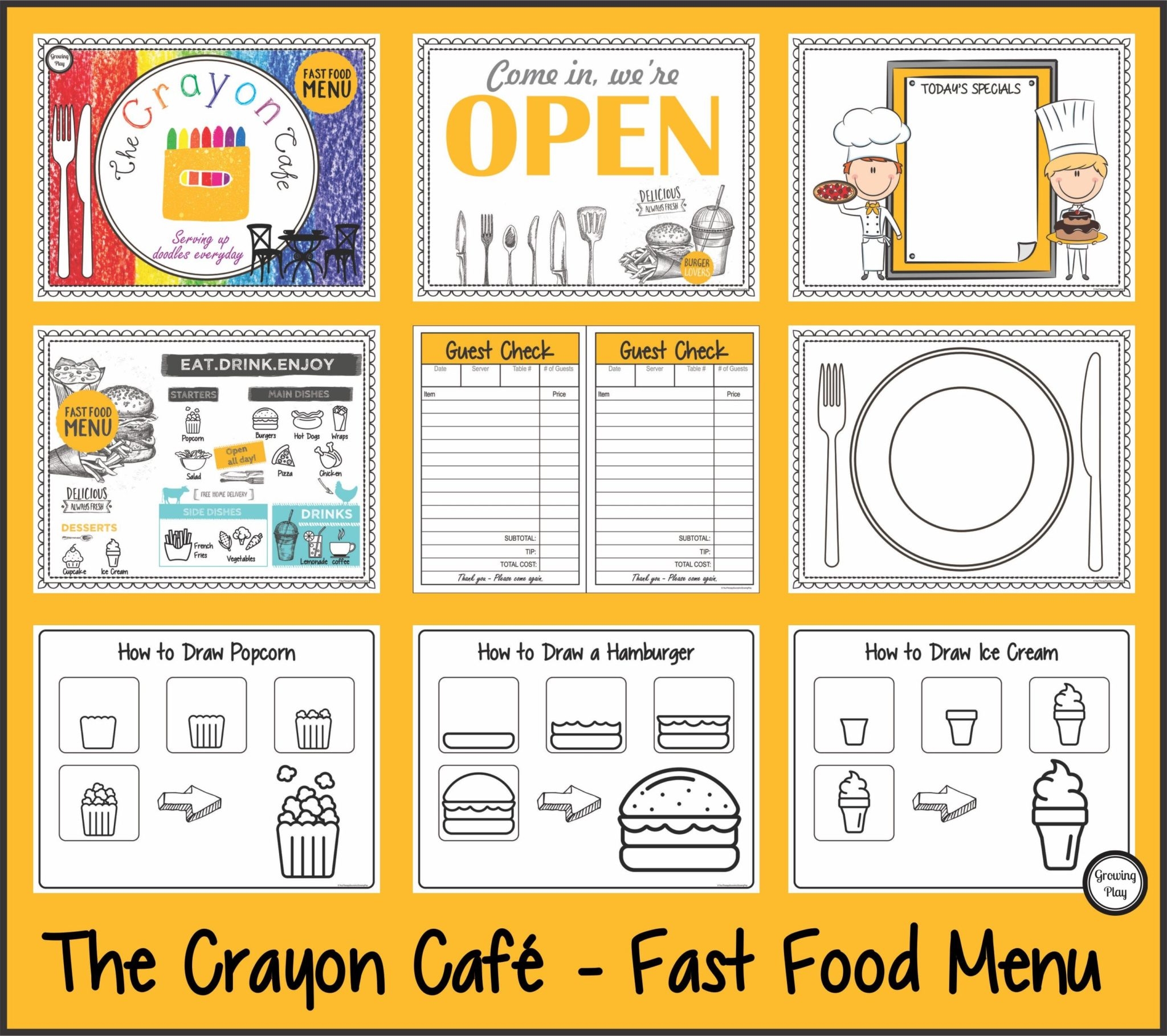 Play Restaurant List Printable Play Restaurant List Printable