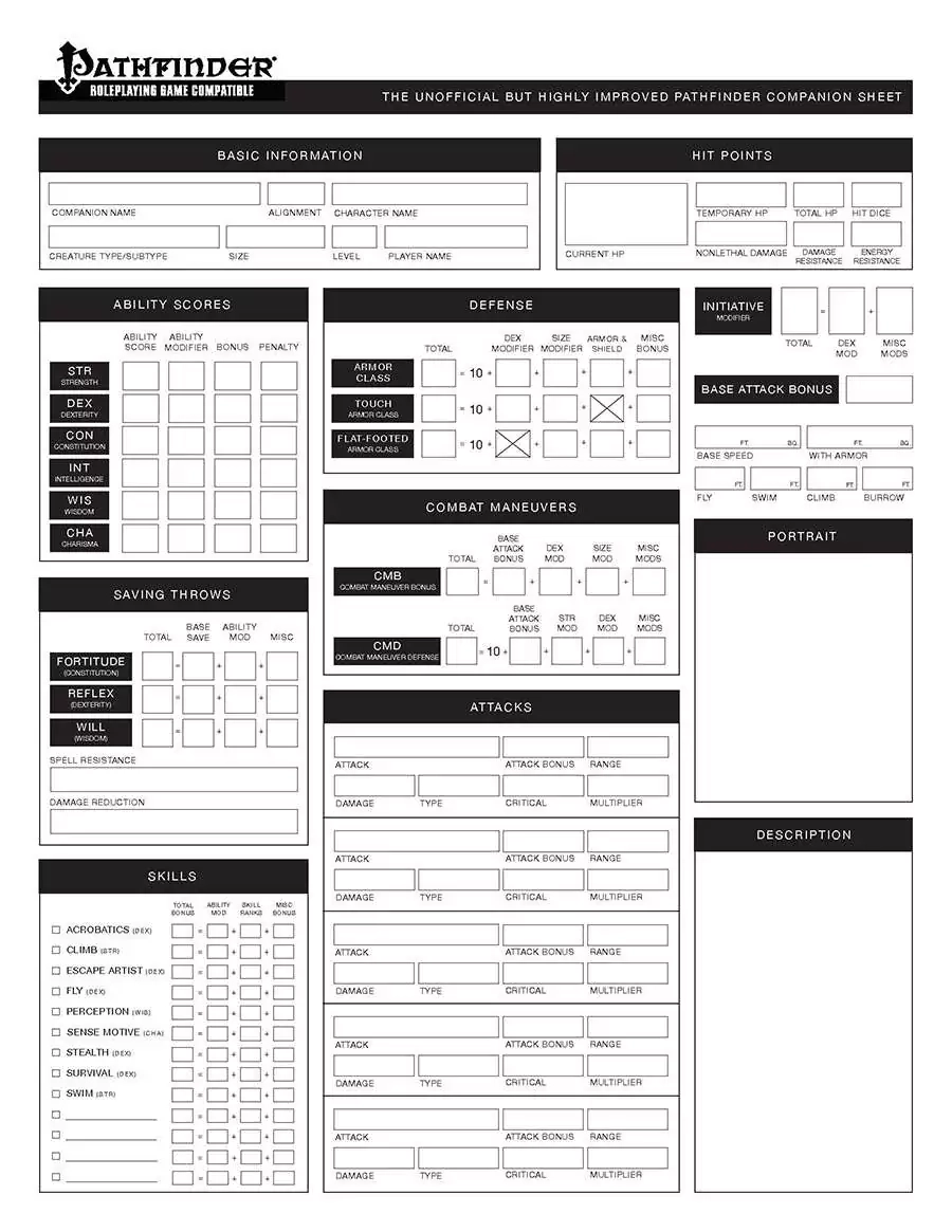 The Improved Pathfinder Animal Companion Sheet Rachel Sandene Dungeon Masters Guild The Improved Pathfinder Animal Companion Sheet Rachel Sandene Dungeon Masters Guild