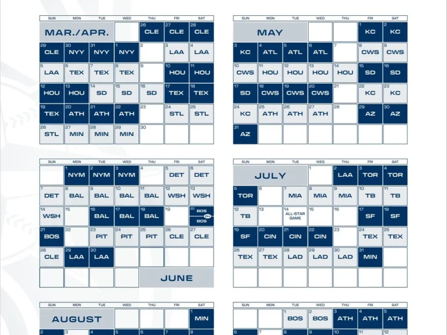 The Mariners 2026 Schedule In Calendar Form R Mariners