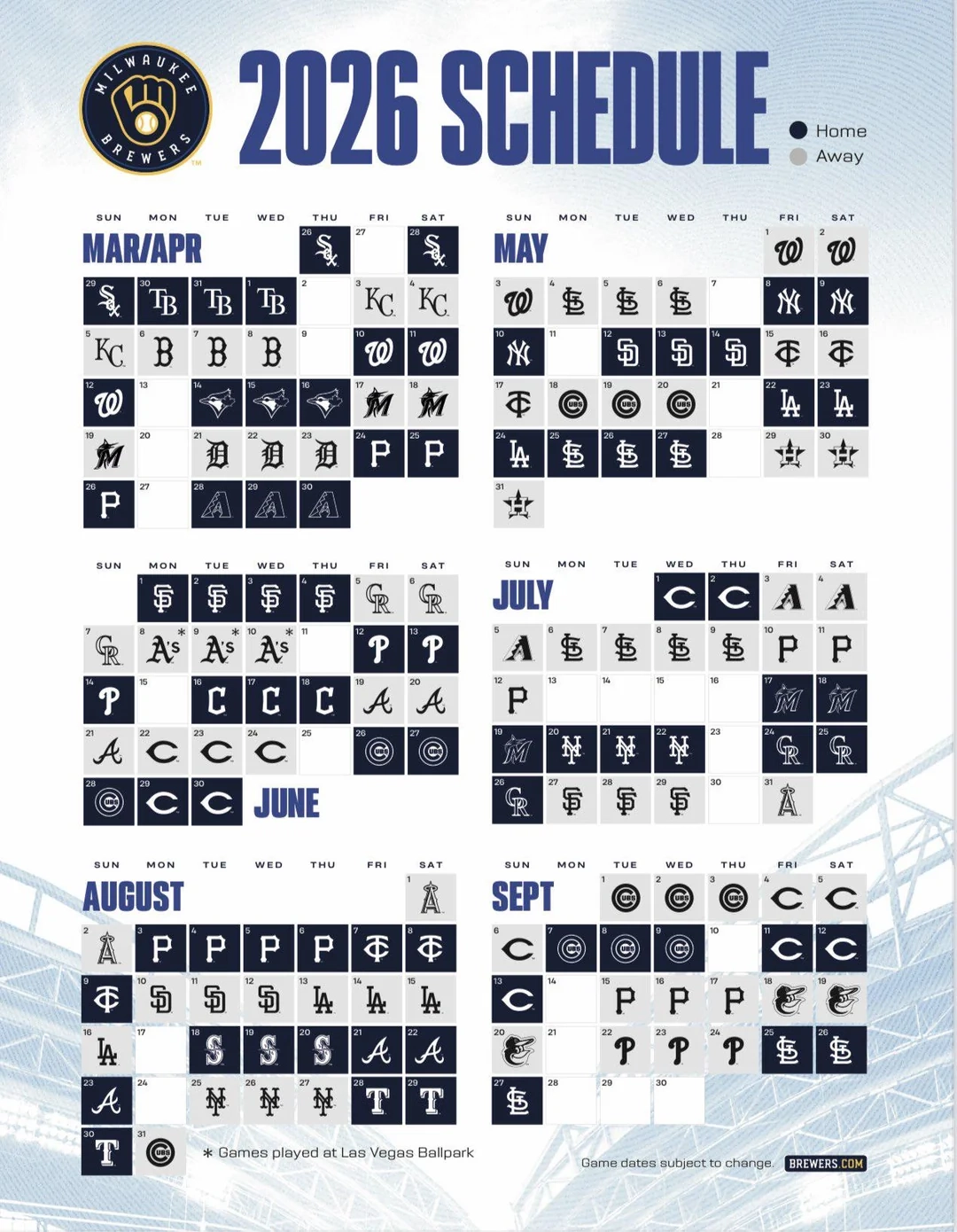 THE MILWAUKEE BREWERS 2026 SCHEDULE HAS BEEN RELEASED R Brewers