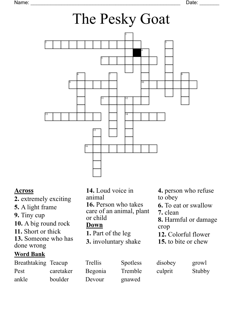 The Pesky Goat Crossword WordMint