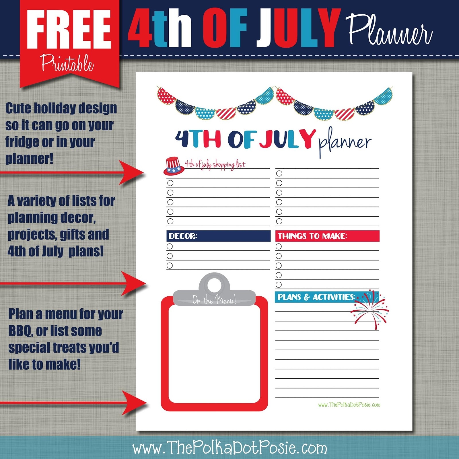 The Polka Dot Posie FREE 4th Of July Printables  The Polka Dot Posie FREE 4th Of July Printables