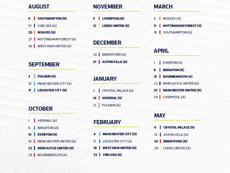 The Spurs Web X Tottenham Hotspur s Full Premier League Fixture List For The 2022 23 Season Thoughts X