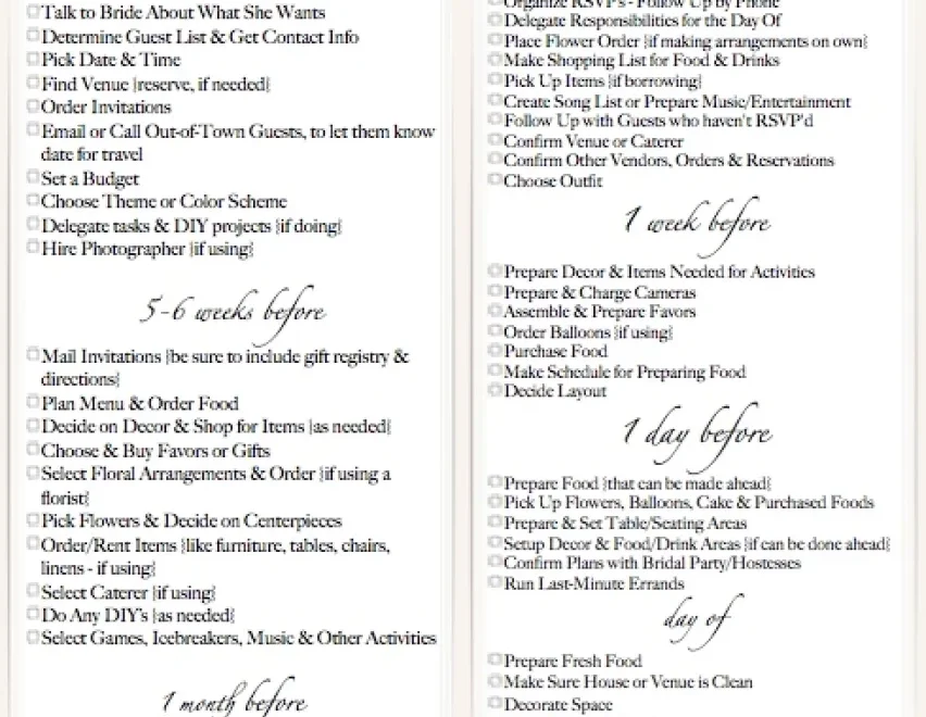 The Ultimate Bridal Shower Checklist Dreamery Events