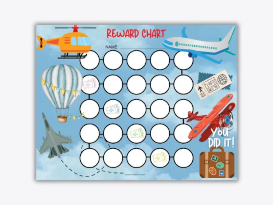 Things That Fly Reward Chart Potty Training Chores PDF PNG Etsy