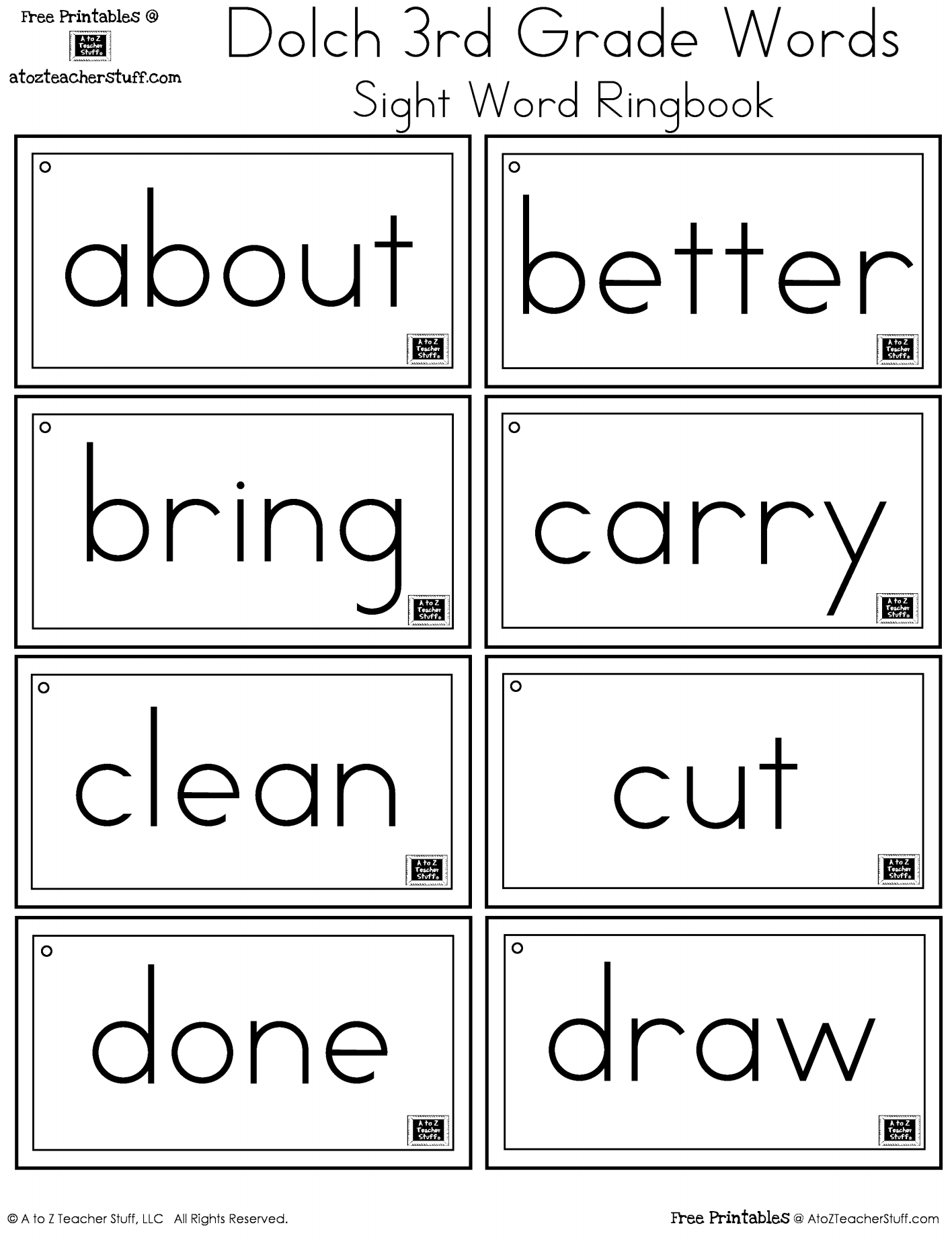 3rd Grade Sight Words List Printable