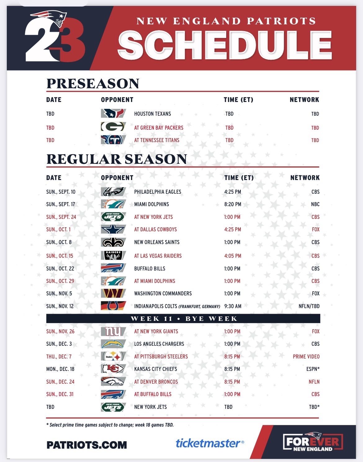Thoughts On The Patriots 2023 Schedule New England Football Journal Thoughts On The Patriots 2023 Schedule New England Football Journal