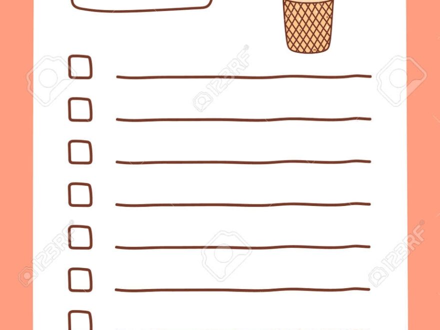 To Do List Template Decorated By Strawberry Ice Cream Cute Design Of Schedule Daily Planner Or Checklist Vector Hand drawn Illustration Perfect For Planning Notes And Self organization Royalty Free SVG Cliparts Vectors And