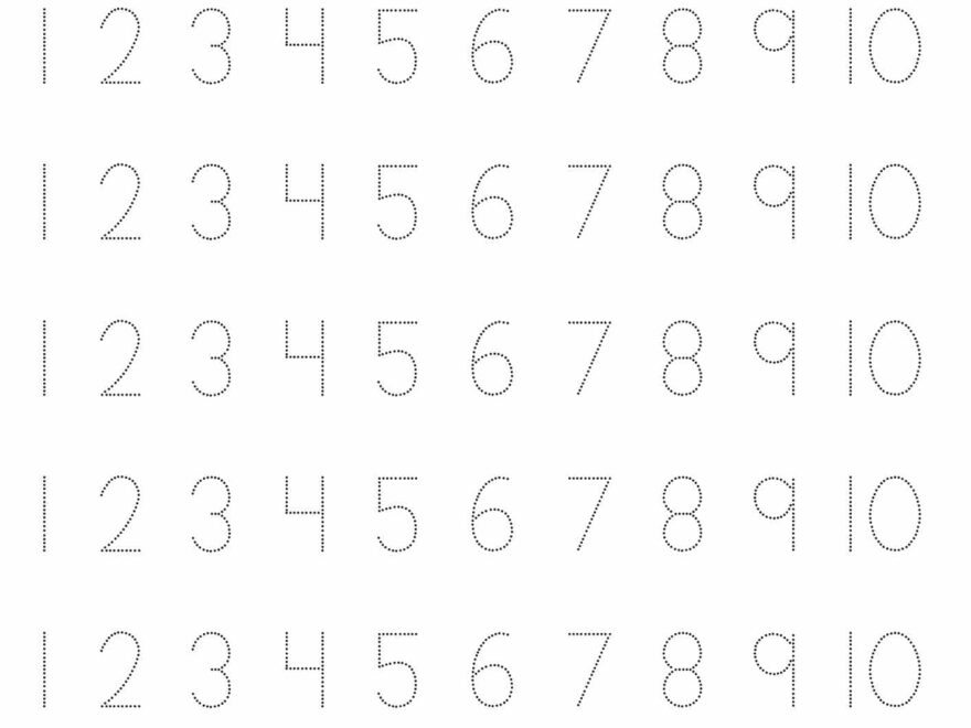 Tracing Numbers 1 10 Worksheets Free Printable Pdfs Teach Prints