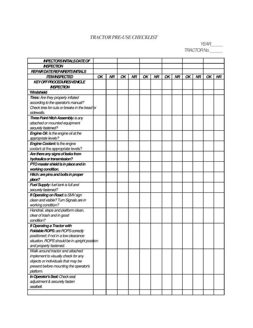 Tractor Checklist Template Fill Out Printable PDF Forms Online Tractor Checklist Template Fill Out Printable PDF Forms Online