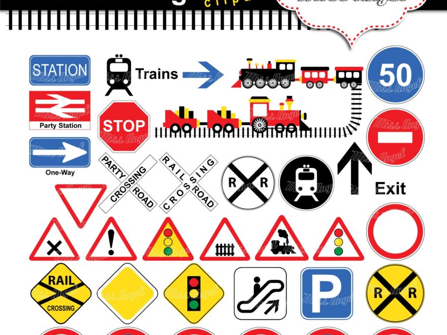 Trains And Traffic Signs Clipart Trains Children Party Clipart Kids Trains Themed Party Decor 6 Traffic Signs And Trains Clipart Bundle Etsy