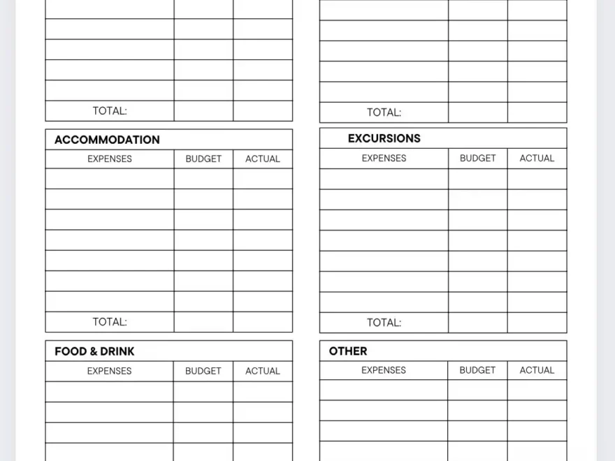 Travel Budget Planner Vacation Finance Worksheet printable PDF Etsy