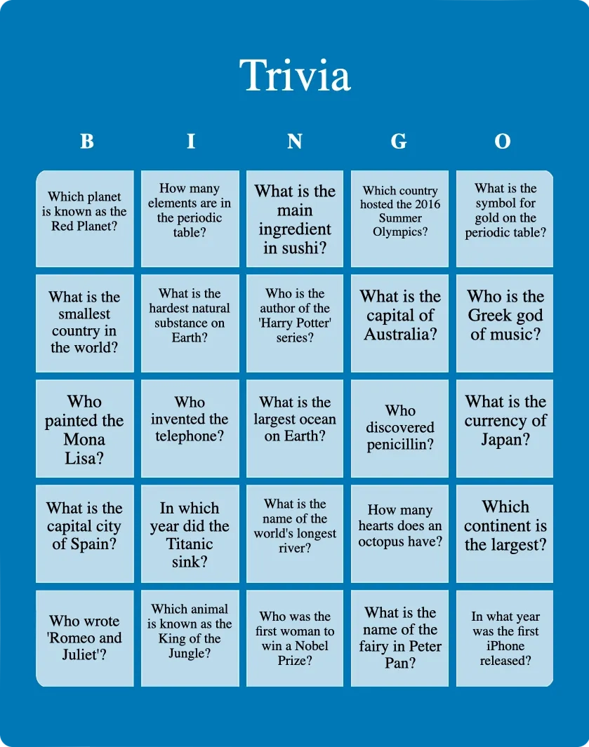 Trivia Board Game Cards Printable Trivia Board Game Cards Printable