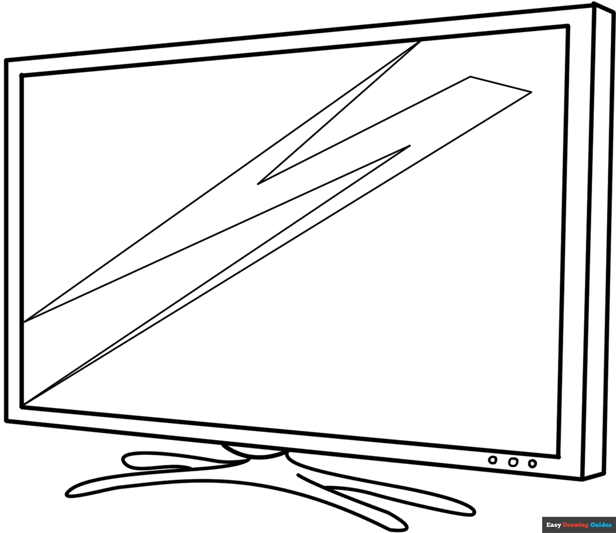 Tv Coloring Page Easy Drawing Guides