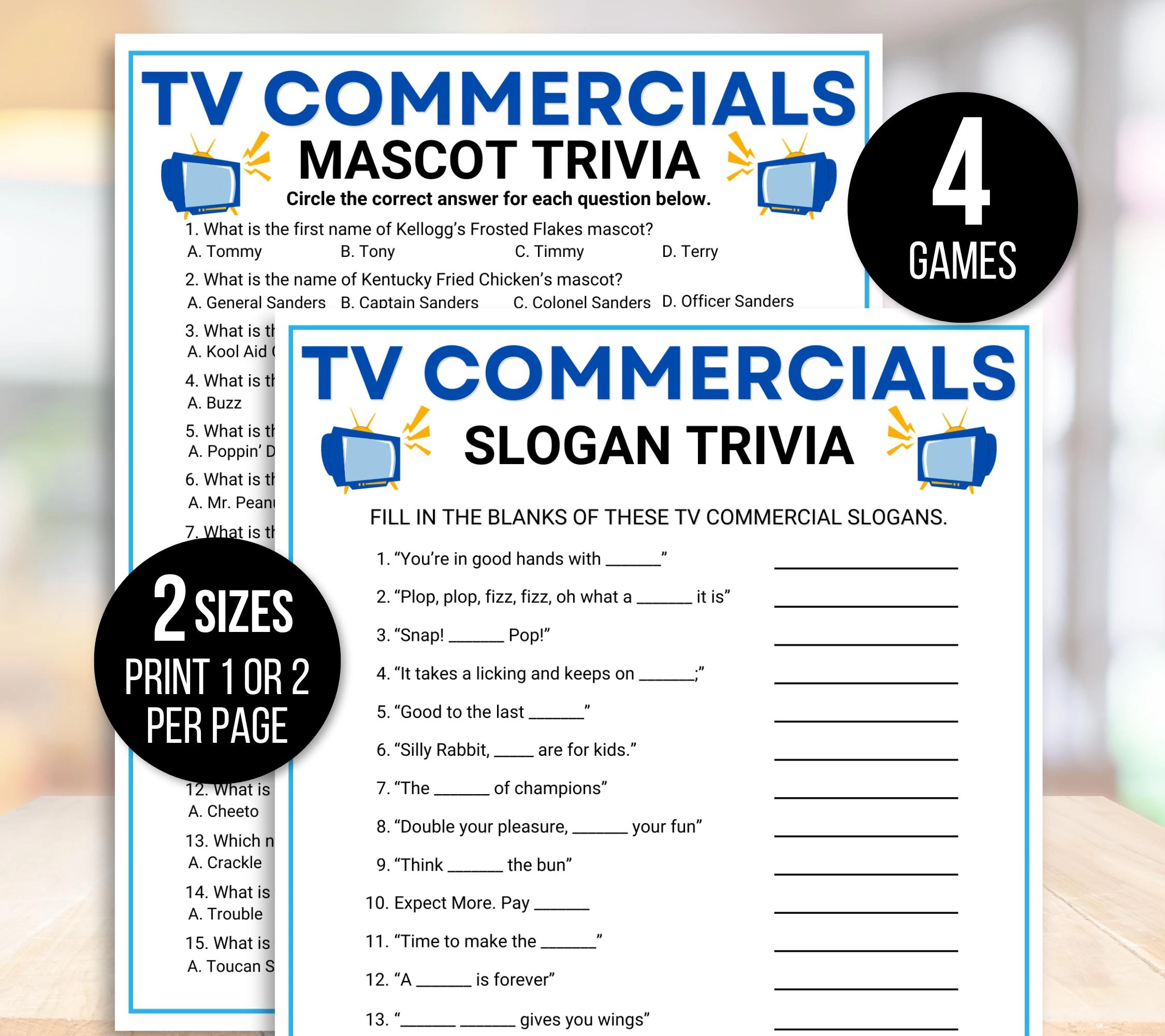 TV Commercial Trivia Game TV Slogans Trivia Game TV Commercial Match Up Ads Trivia Game Television Game Night Game Office Party Game Etsy TV Commercial Trivia Game TV Slogans Trivia Game TV Commercial Match Up Ads Trivia Game Television Game Night Game Office Party Game Etsy