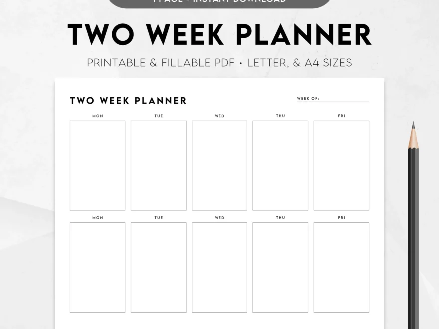 Two Week Planner Printable Weekly Calendar Weekly Schedule Template Weekly To Do List Weekly Agenda Week At A Glance Minimalist Etsy