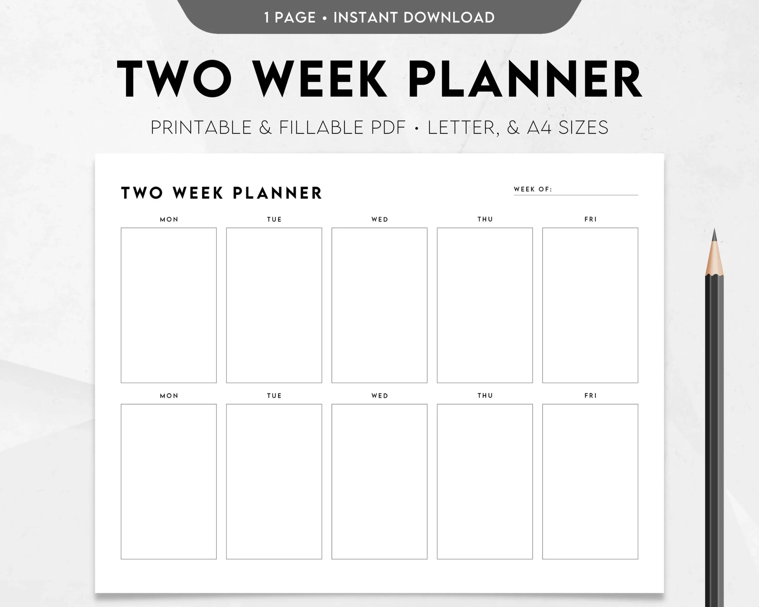 Two Week Planner Printable Weekly Calendar Weekly Schedule Template Weekly To Do List Weekly Agenda Week At A Glance Minimalist Etsy