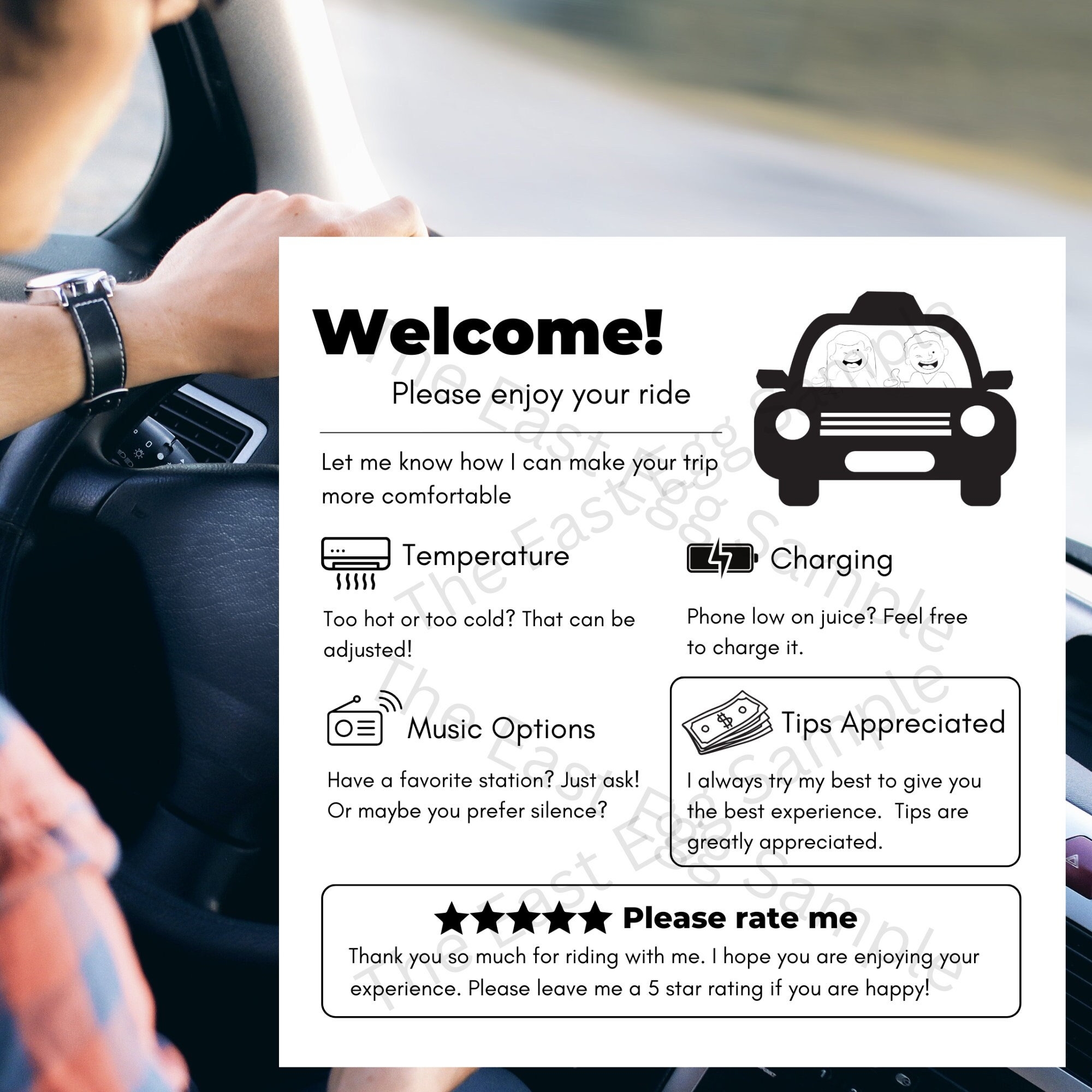 Uber Lyft Taxi Rideshare Sign Printable Editable Sign Uber Tip Worksheets Library
