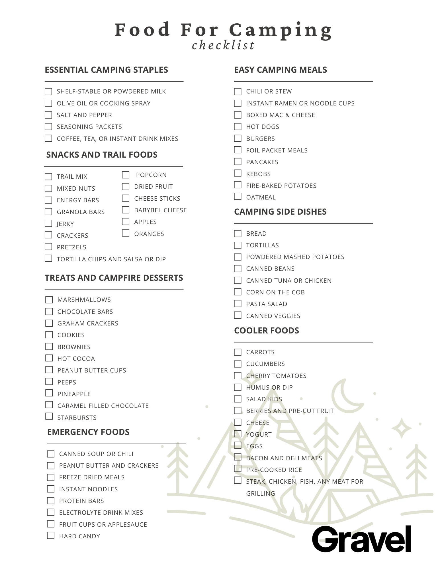 Ultimate Food For Camping List W Printable Checklist
