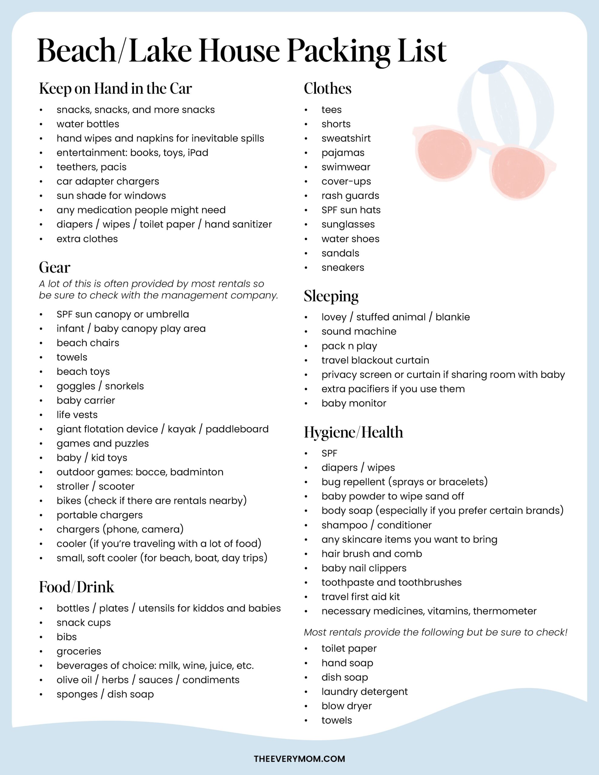 Printable Family Beach Vacation Packing List