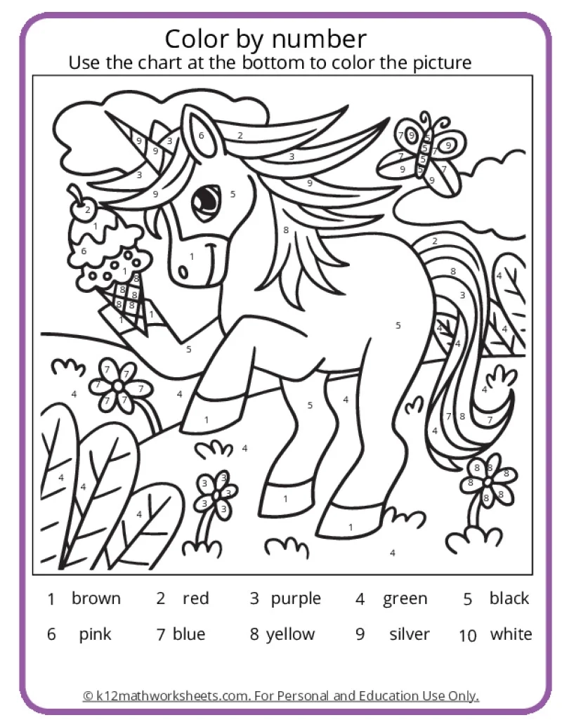 Printable Color By Number Chart