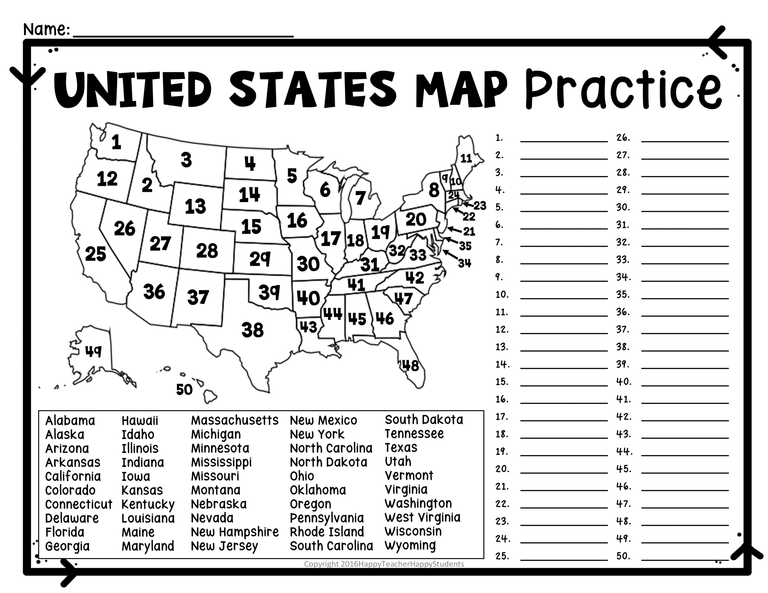 United States Map Quiz Worksheet USA Map Test W Practice Sheet US Map Quiz Made By Teachers United States Map Quiz Worksheet USA Map Test W Practice Sheet US Map Quiz Made By Teachers