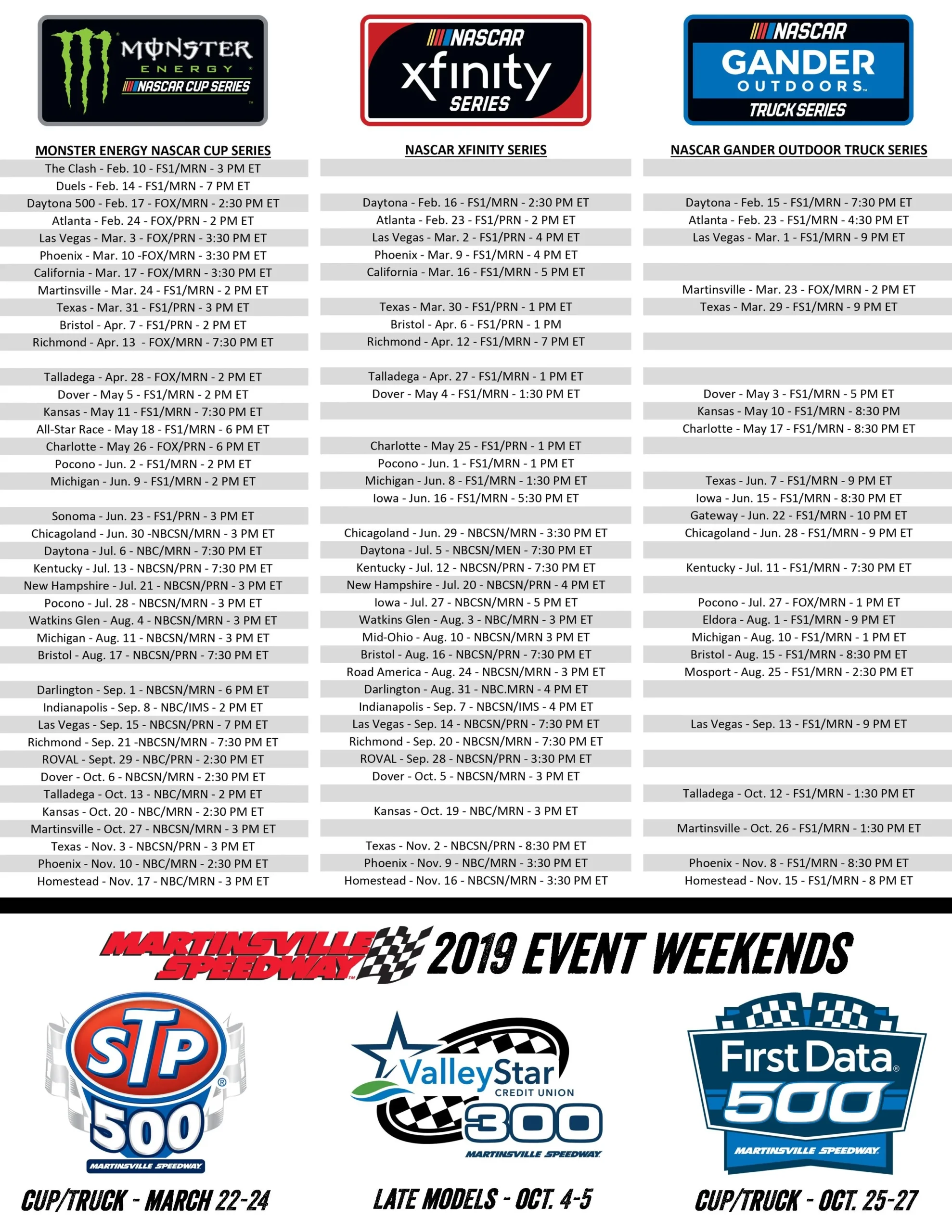 Printable Nascar Schedules For 2026