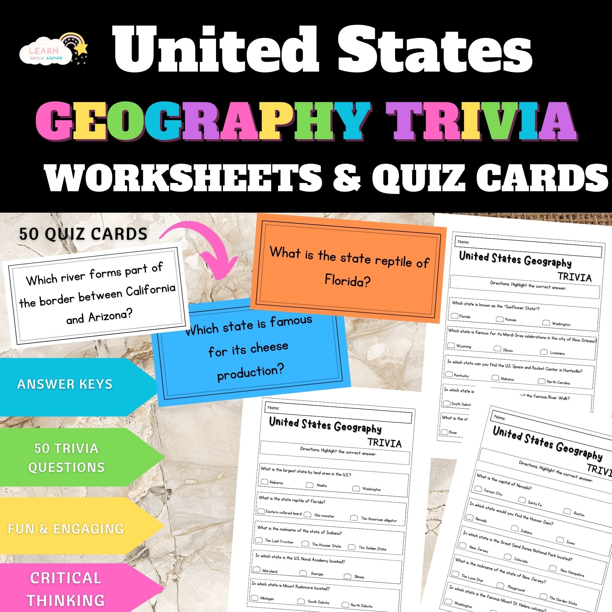 Us Geography Quiz State Trivia Printable Us Geography Quiz State Trivia Printable