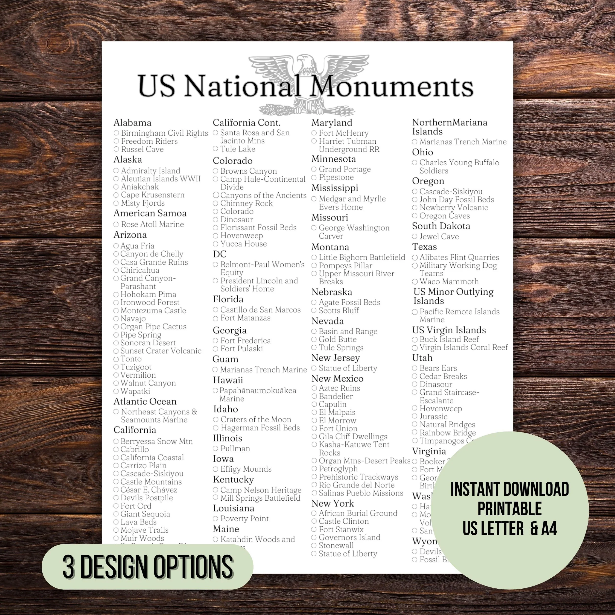 US National Monuments Checklist Poster Travel Bucket List PDF Etsy US National Monuments Checklist Poster Travel Bucket List PDF Etsy