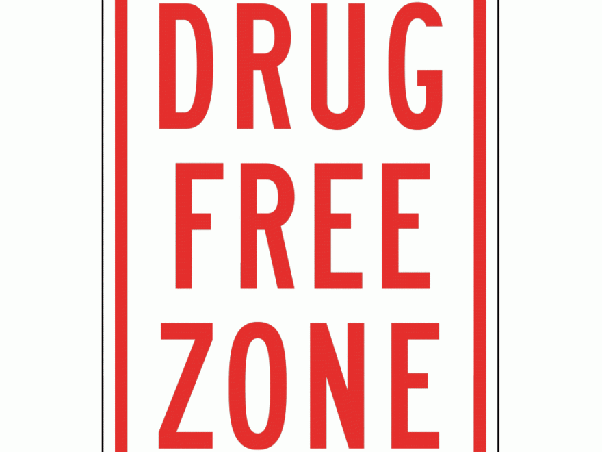 Vertical Sign Alcohol Drugs Drug Free Zone Sign