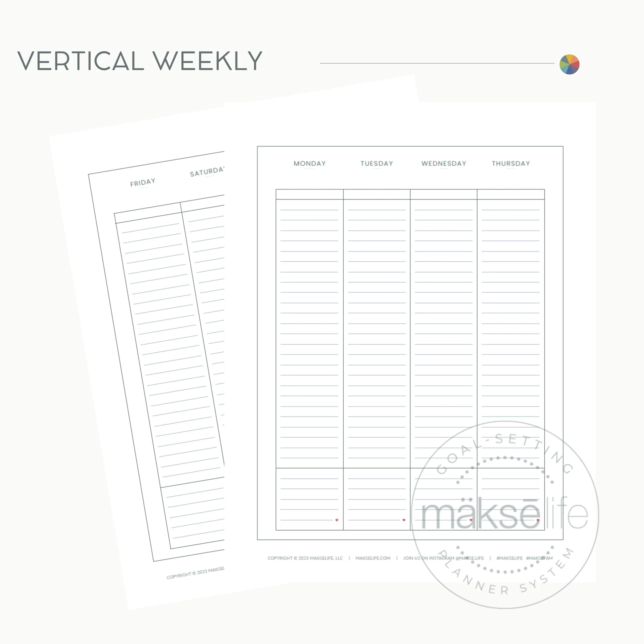 Vertical Weekly Spread Free Printable MakseLife