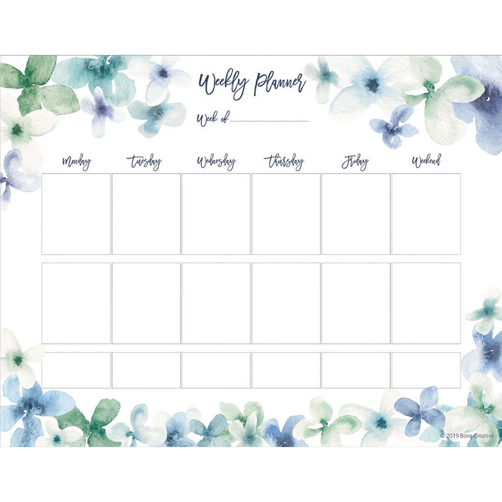 Watercolor Floral Weekly Planner Pad Jenny Bova Art Design