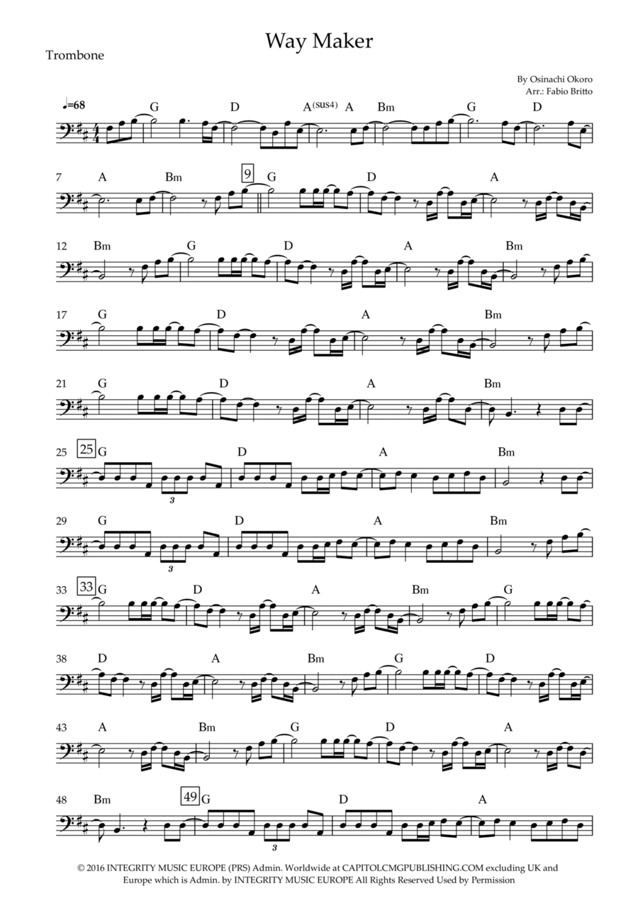 Way Maker arr Fabio Britto By Sinach Sheet Music For Trombone Solo At Sheet Music Direct Way Maker arr Fabio Britto By Sinach Sheet Music For Trombone Solo At Sheet Music Direct