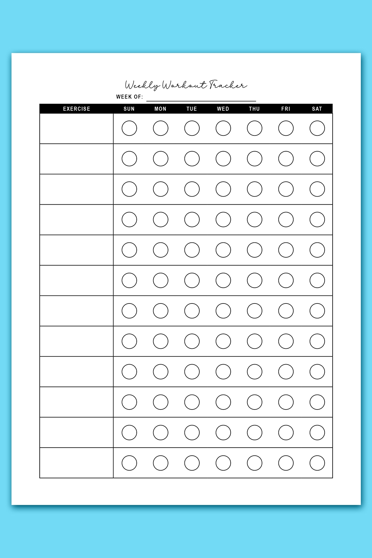 Printable Log Sheets For Weekly Fitness Printable Log Sheets For Weekly Fitness