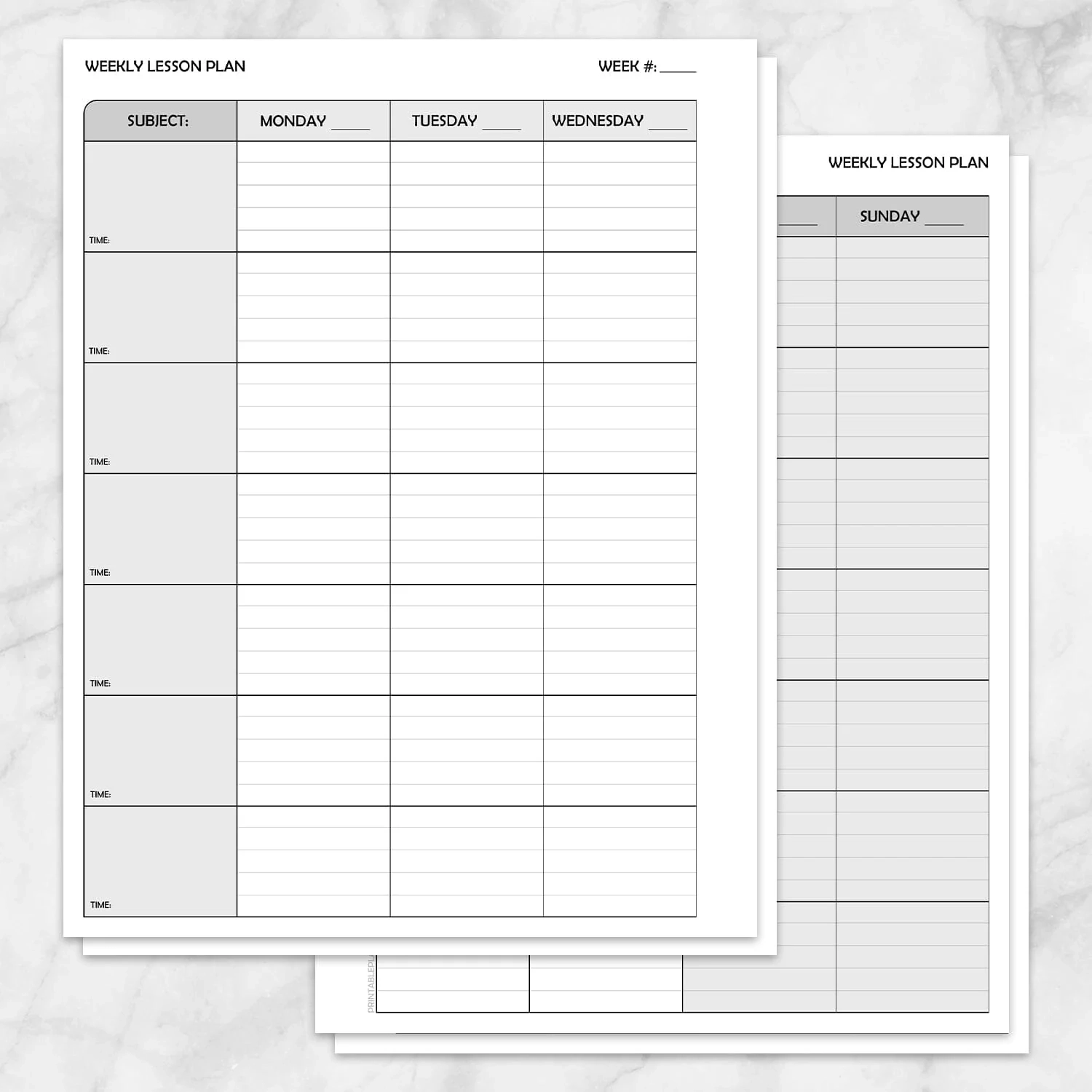 Printable Weekly Teacher Planner
