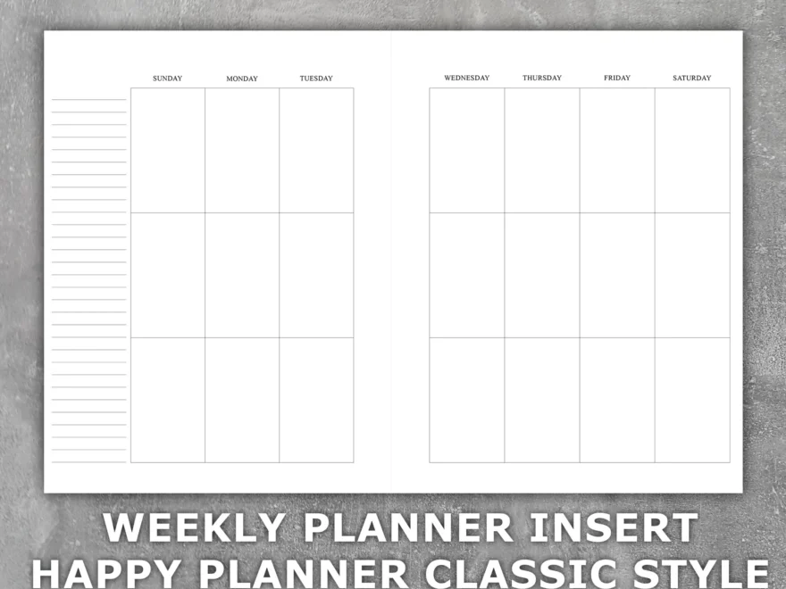 Weekly Planner Printable Insert Happy Planner Classic Style Undated Sunday Start Week On 2 Pages Etsy