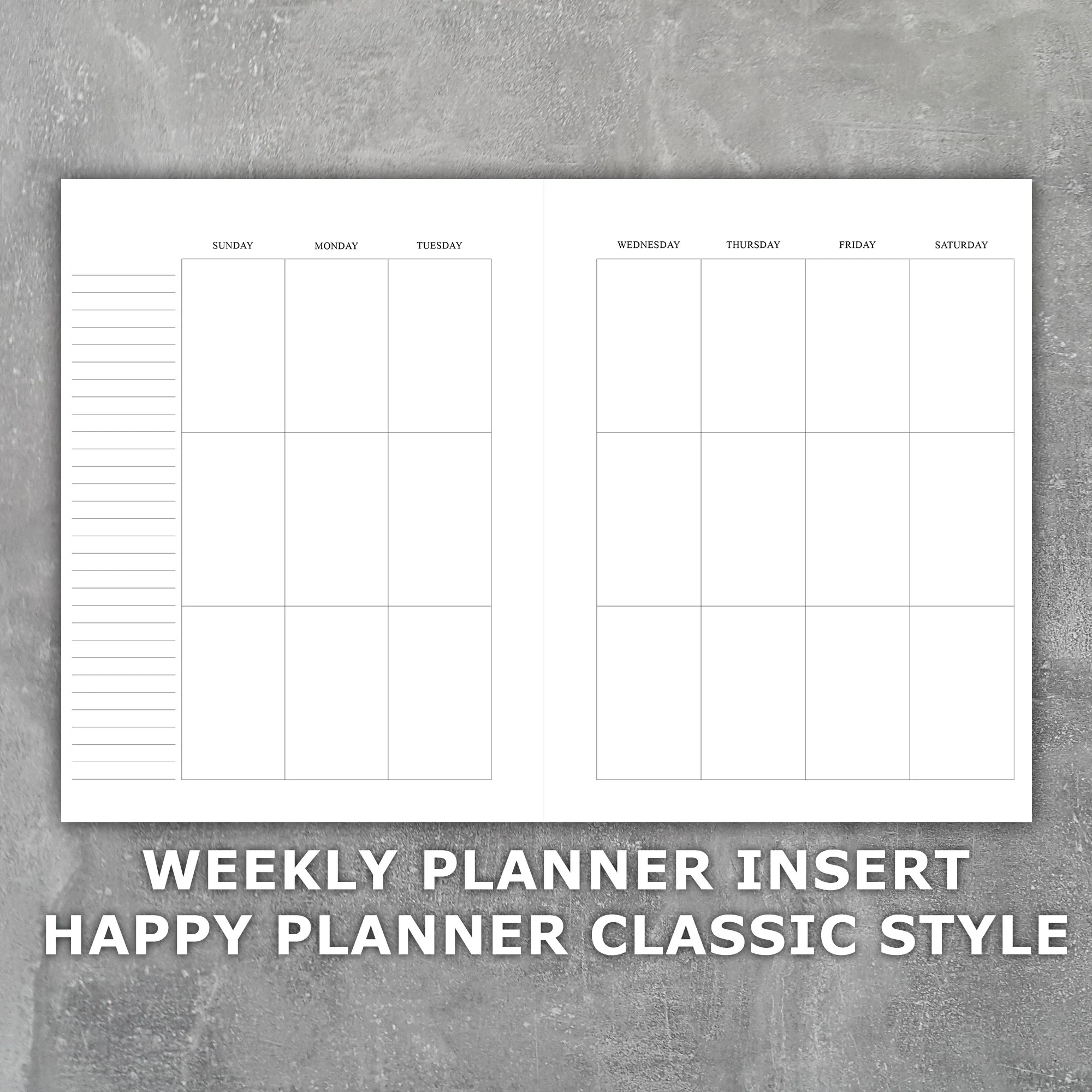Weekly Planner Printable Insert Happy Planner Classic Style Undated Sunday Start Week On 2 Pages Etsy