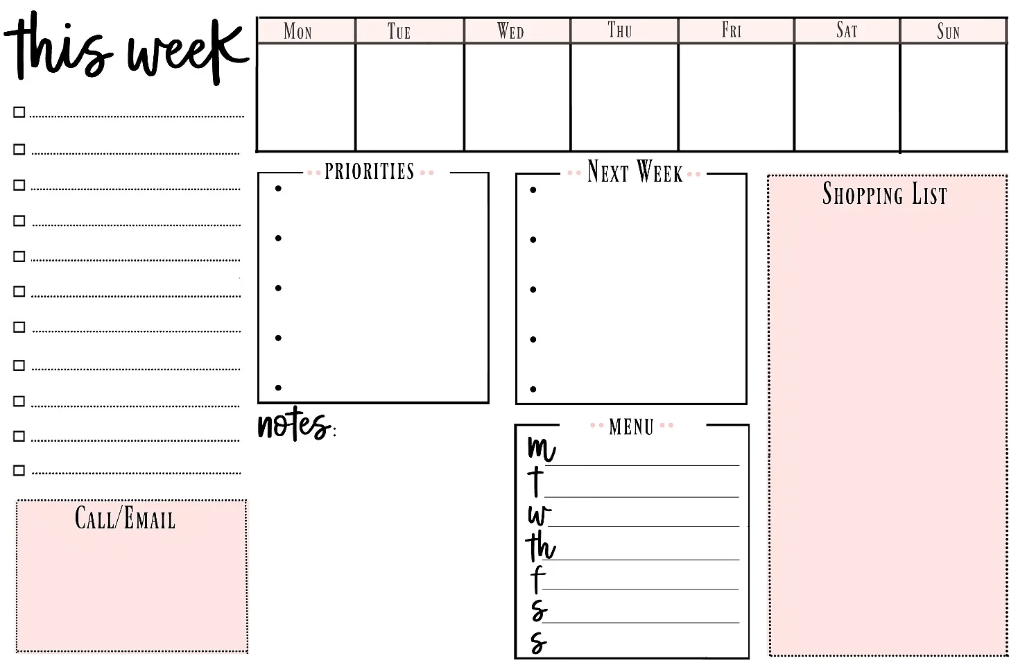 Free Printable Lists To Get Organized