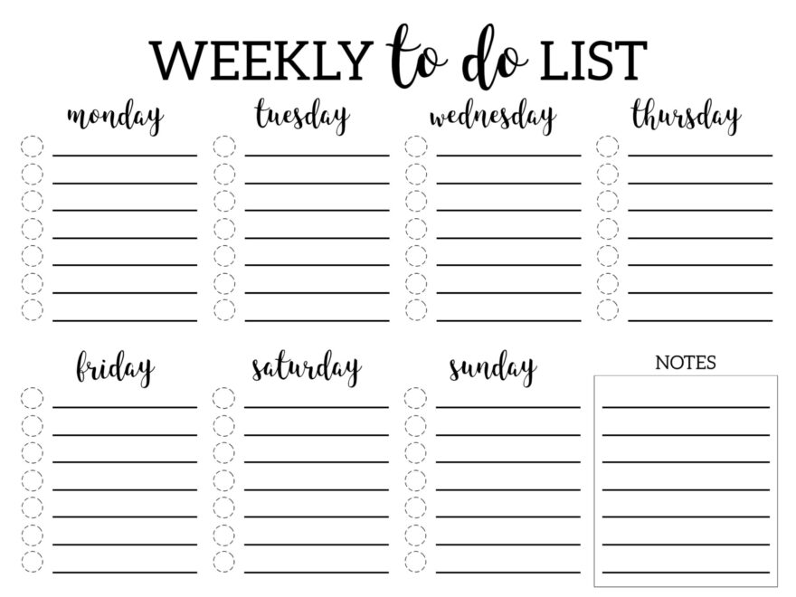 Weekly To Do List Printable Checklist Template Paper Trail Design