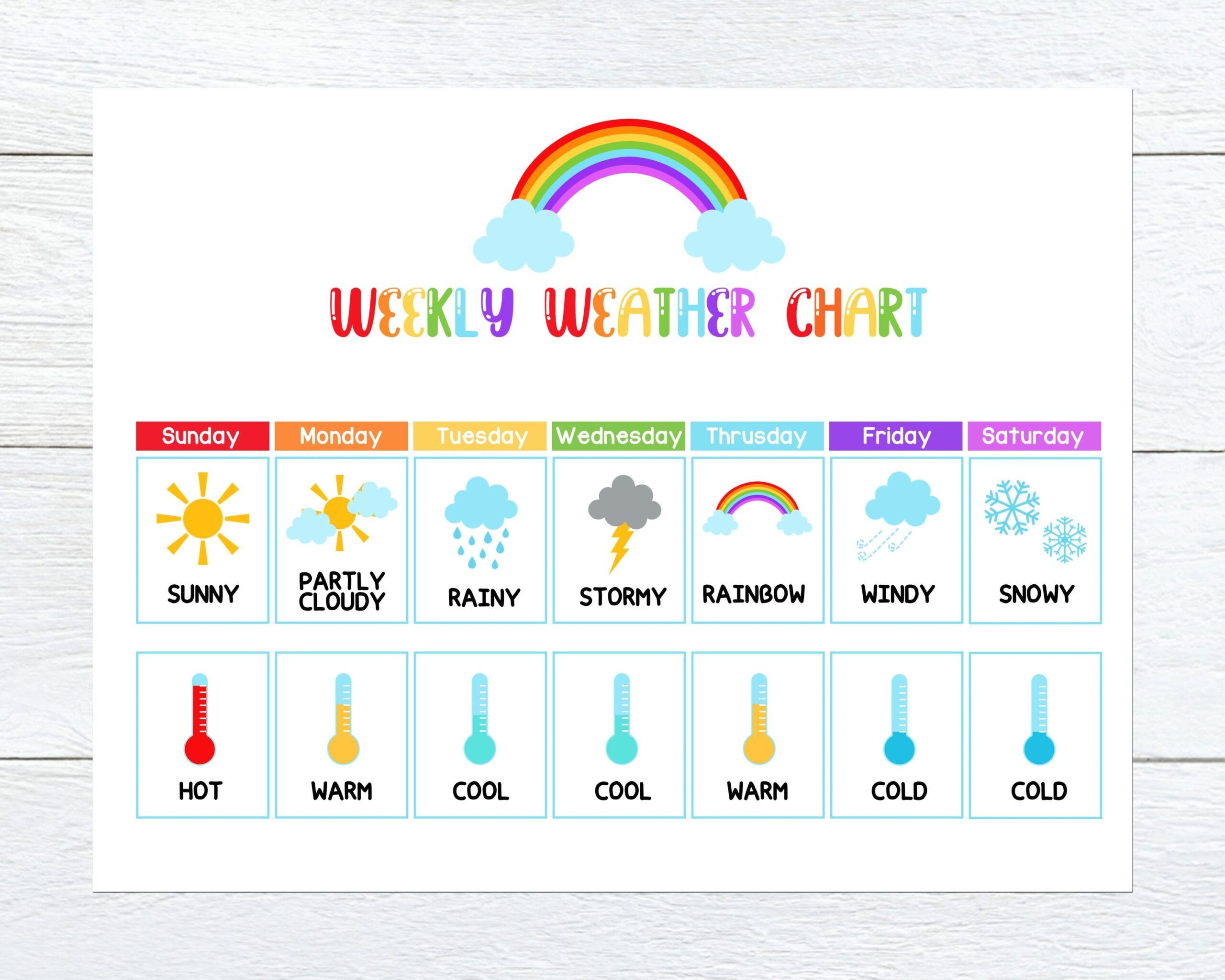 Weekly Weather Chart Busy Book Weather Preschool Activity Learn About The Weather Circle Time Homeschooling Etsy