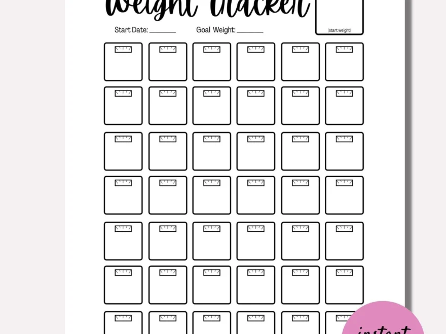 Weight Loss Tracker Journal Printable Weight Loss Chart Weight Loss Goal Tracker Week Weigh In INSTANT Download PDF A4 A5 Half LETTER Etsy