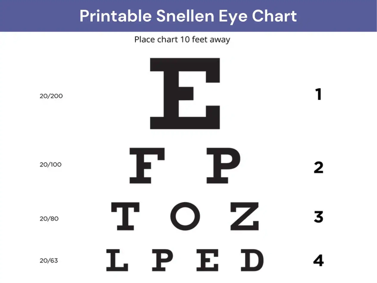 10 Row Snellen Eye Chart Printable 10 Row Snellen Eye Chart Printable