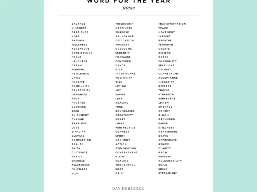 Word Of The Year Free Printable Download Day Designer