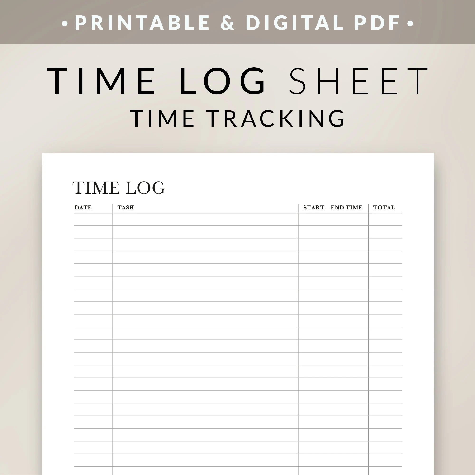Work Time Log Printable Template Time Sheet Time Tracker Daily Weekly Time Blocking List Project Working Hours Digital Download PDF Etsy